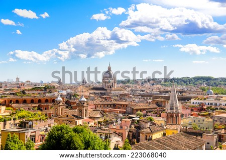 panoramic view of Rome and St. Peter\'s Basilica, Italy