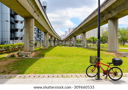 view of Singapore bicycle parking spot