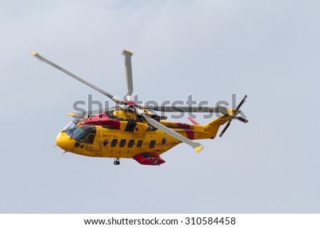 August 8, 2015: Demonstration of a Search and Rescue Helicopter in action near Vancouver BC, Canada
