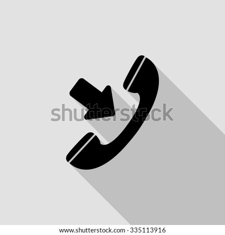 incoming call vector icon with long shadow