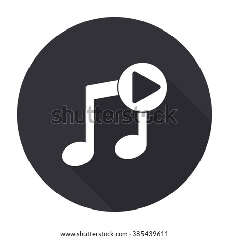 Play Audio Icon With Long Shadow - Vector Round Button - 385439611 ...