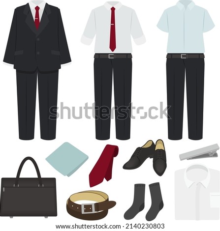 Illustration set of men's suits and accessories
