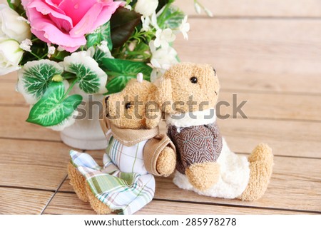 lovely hug teddy bears, love valentines background, vintage filtered