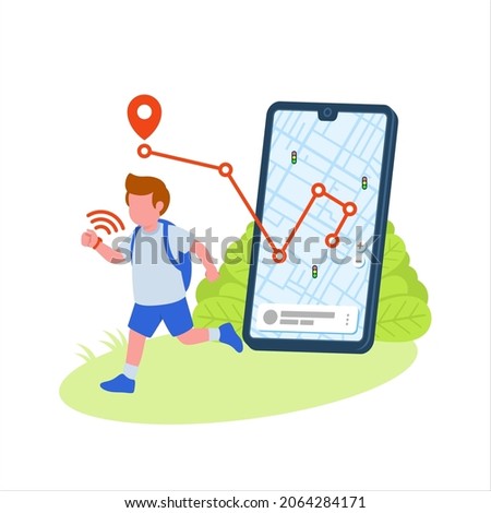 Children location gps application vector illustration