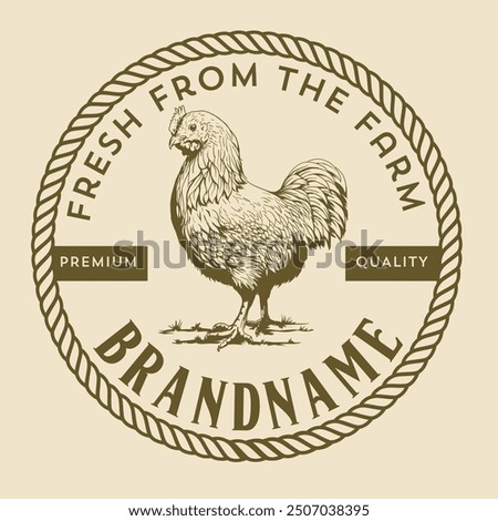 Vintage farm hen logo design template