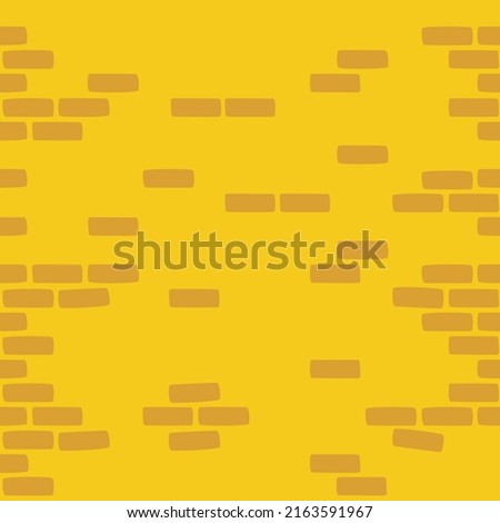 Yellow Brick Wall Seamless Cartoon Texture. Simple Flat Design Building Blocks texture used for game, web design, textile, paper. Castle Wall Vector Foto stock © 