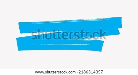 Hand Drawn Blue Brush Stroke, Marker Pen Illustration Isolated on White Background. EPS Vector Design Element.