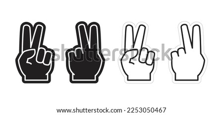 Peace Sign Foam Finger Design, Victory Hand With Two Fingers Up Icon, Vector EPS Template Isolated on White Background.