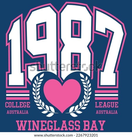 Wineglass Bay Australia Since 1987 Athletic League College Design, with heart and Laurel Varsity Team. fashion Design.