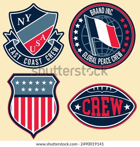 Made in USA. American manufactured emblem. Pride United States national badge.
