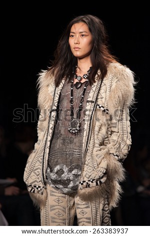 New York, USA - February 18, 2015: Anna Sui Runway Show at Lincoln Center for Mercedes Benz Fashion week Showing her Fall / Winter Collection for 2015