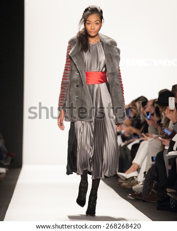 New York, USA - February 15, 2015: Marc Carmen Valvo Runway at Lincoln Center for Mercedes Benz Fashion week Showing his Fall / Winter Collection for 2015