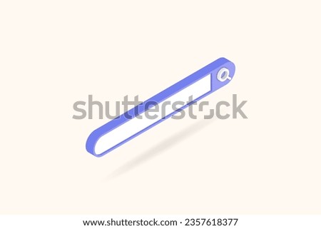 Isometric search bar icon with magnifying glass. Url window, web address field, browser cell button for ui, search engine optimization, navigation concept. Isolated 3d vector on right view angle