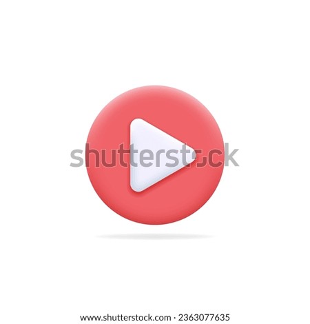 Play button. 3d play icon for tv, video, movie watch, online, live stream concept, player, social media, app, ui, webpage interface design. Audio, video playback symbol. Isolated vector illustration