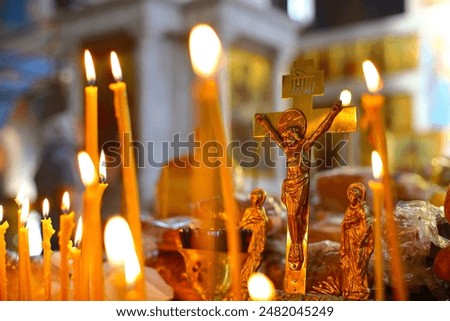 Similar – Image, Stock Photo light candles in Orthodox church.