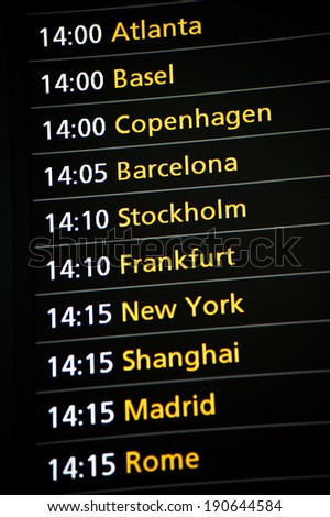 Arrival / departure board, airport sign