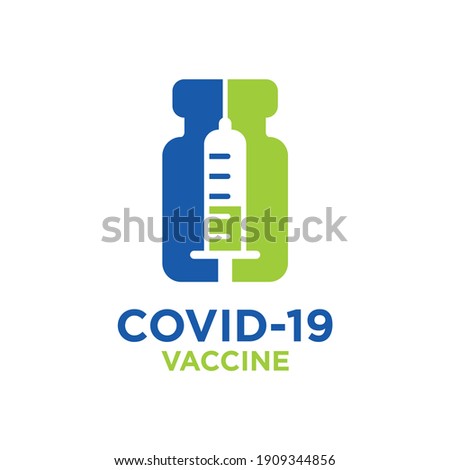 covid-19 vaccine logo. vector illustration of vaccine bottle