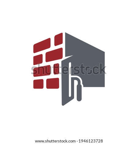 wall plastering logo with stucco concept