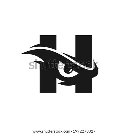 letter h logo with hawk eye concept