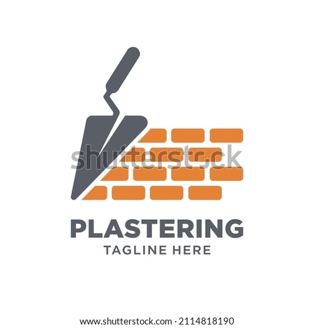 Plastering Trowel Logo with Brick Wall