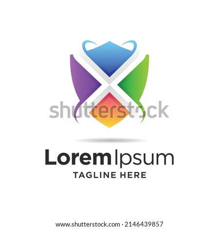 Letter x shield logo design