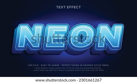 Neon light text effect, editable text and glowing text style