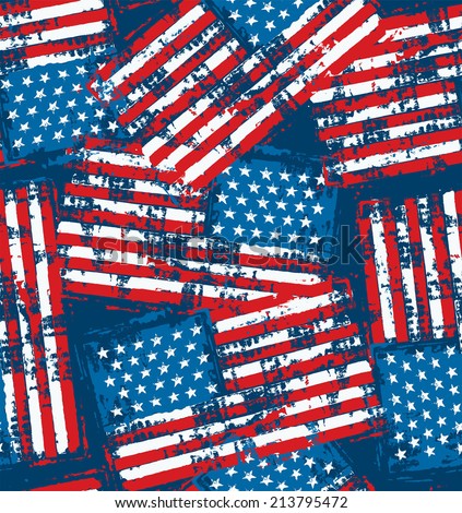 Distress Painted American Flag Seamless Pattern Stock Vector