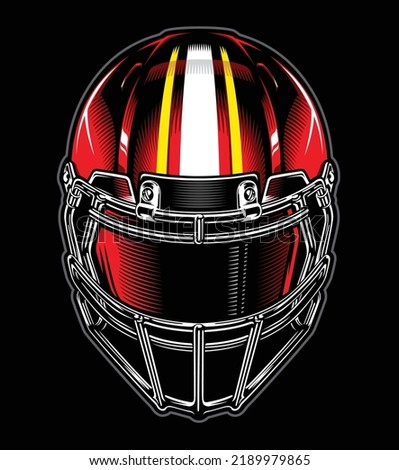 Football helmet illustration front view red