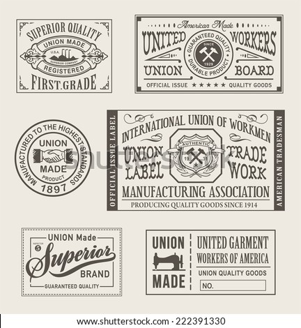 Vintage union manufacturing labels