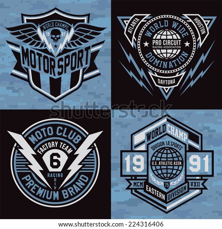 Sports insignia emblem set