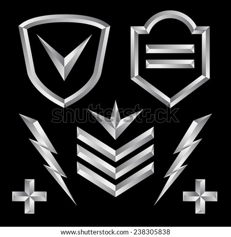 Beveled shield crest emblem element set 3