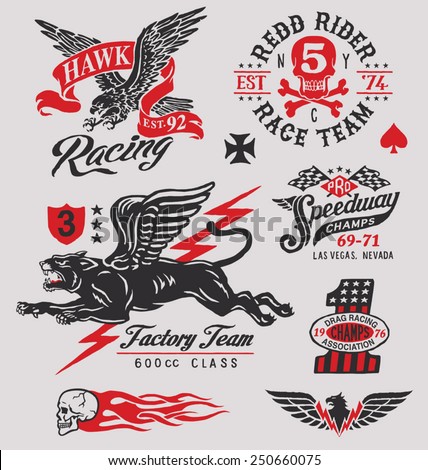 Vintage racing insignia graphics
