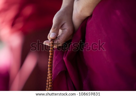 Similar – Image, Stock Photo Buddhist prayer with rosary beads