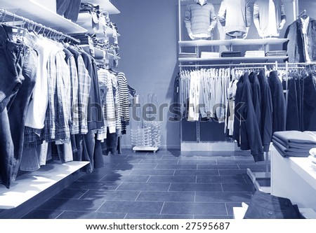 Interior of men\'s clothing shop.