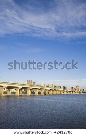 Bridge over Songhua River, north-east of China.