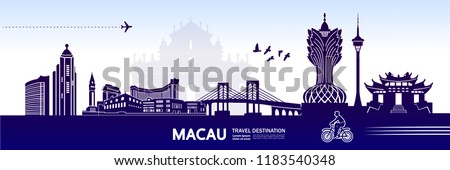 Amazing Travel To Macau vector illustration.