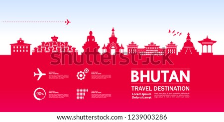 Bhutan travel destination vector.