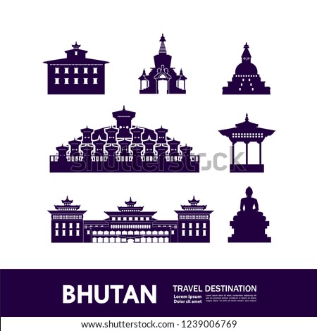 Bhutan travel destination vector.