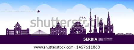 Serbia travel destination grand vector illustration.