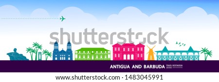 Antigua and Barbuda travel destination grand vector illustration.