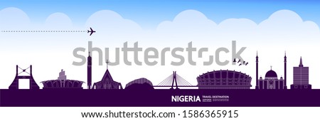 Nigeria travel destination grand vector illustration.