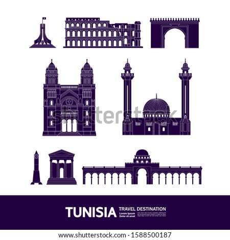 Tunisia travel destination grand vector illustration. 