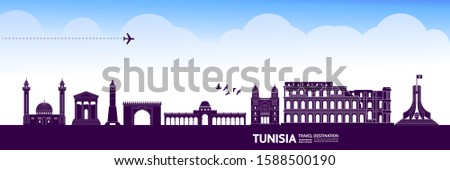 Tunisia travel destination grand vector illustration. 