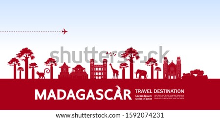 Madagascar travel destination grand vector illustration. 