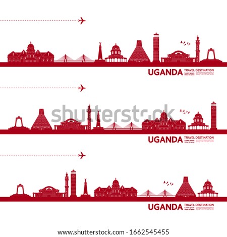 Uganda travel destination grand vector illustration. 