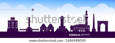 Somalia travel destination grand vector illustration. 