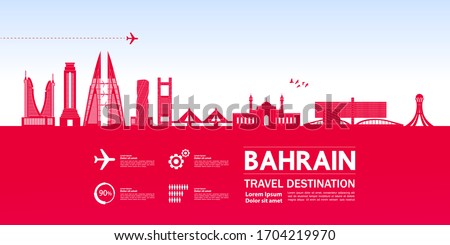 Bahrain travel destination grand vector illustration. 