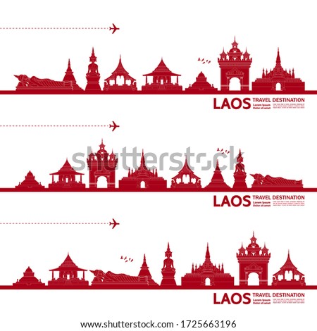 Laos travel destination grand vector illustration. 