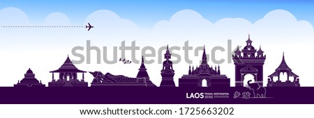 Laos travel destination grand vector illustration. 