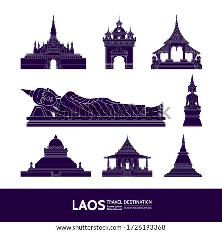 laos travel destination grand vector illustration. 